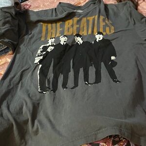 The Beatles Black Graphic Tee with Gold Logo